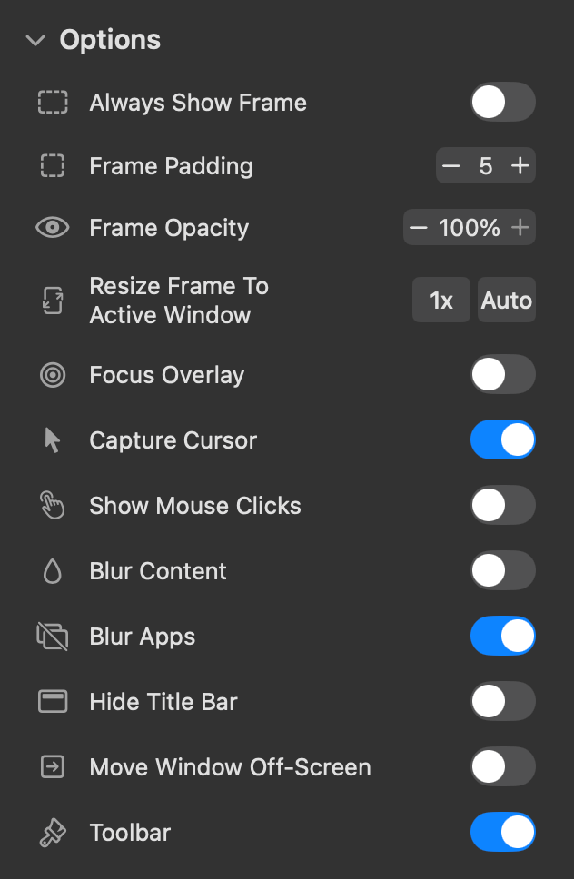 Choose from several options during sharing