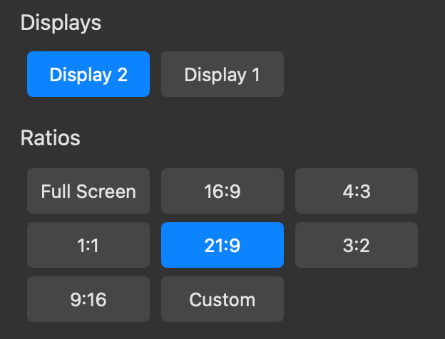 Selecting predefined aspect ratios in ZoneShare