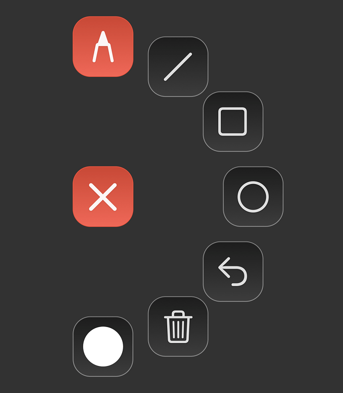 Toolbar to draw on the shared screen region